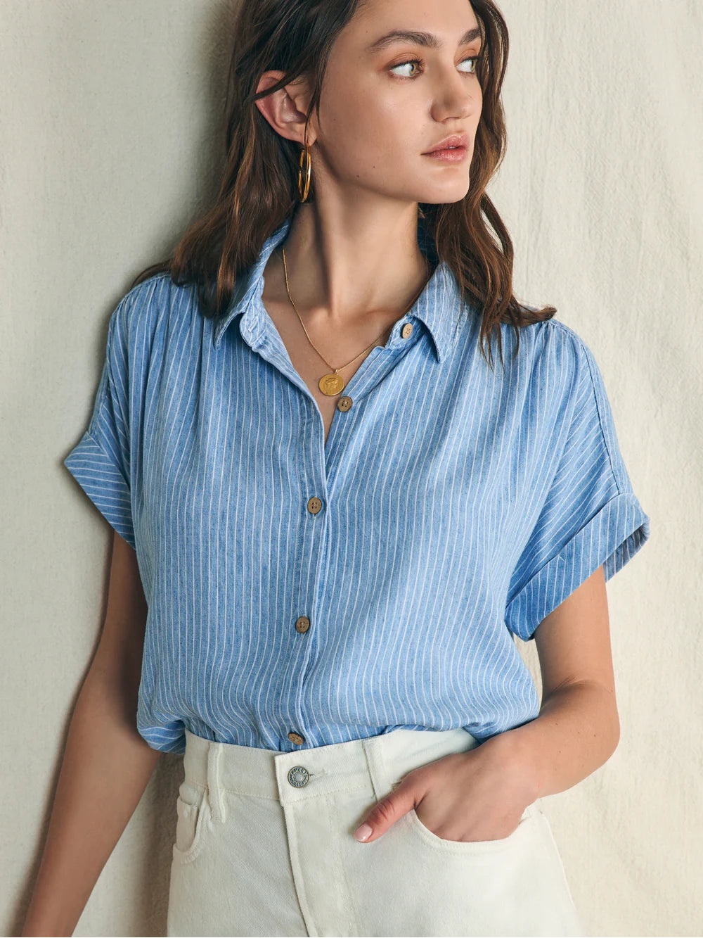 NWT Faherty Breeze Shirt Tried & True Stripes Relaxed Fit Size L